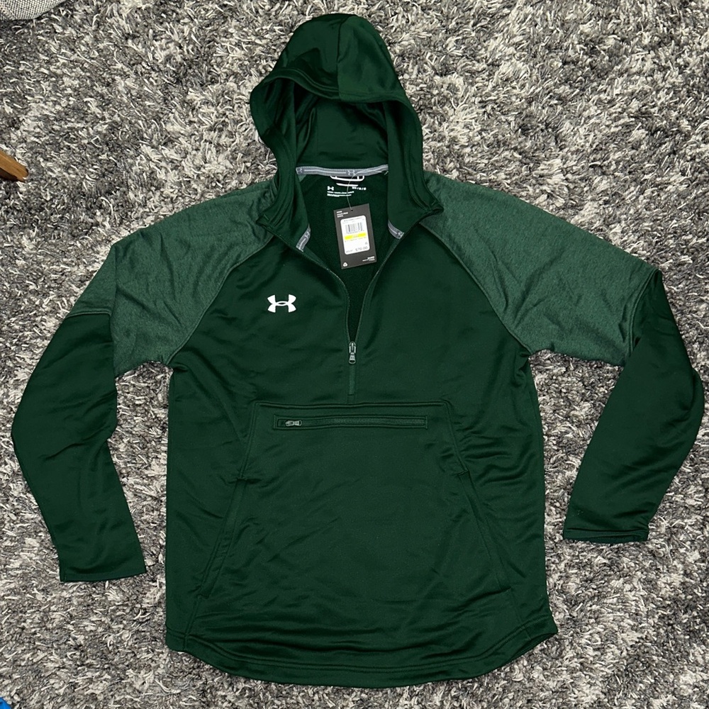 New Under Armour Forest Green Quarter-Zip Pullover Hoodie